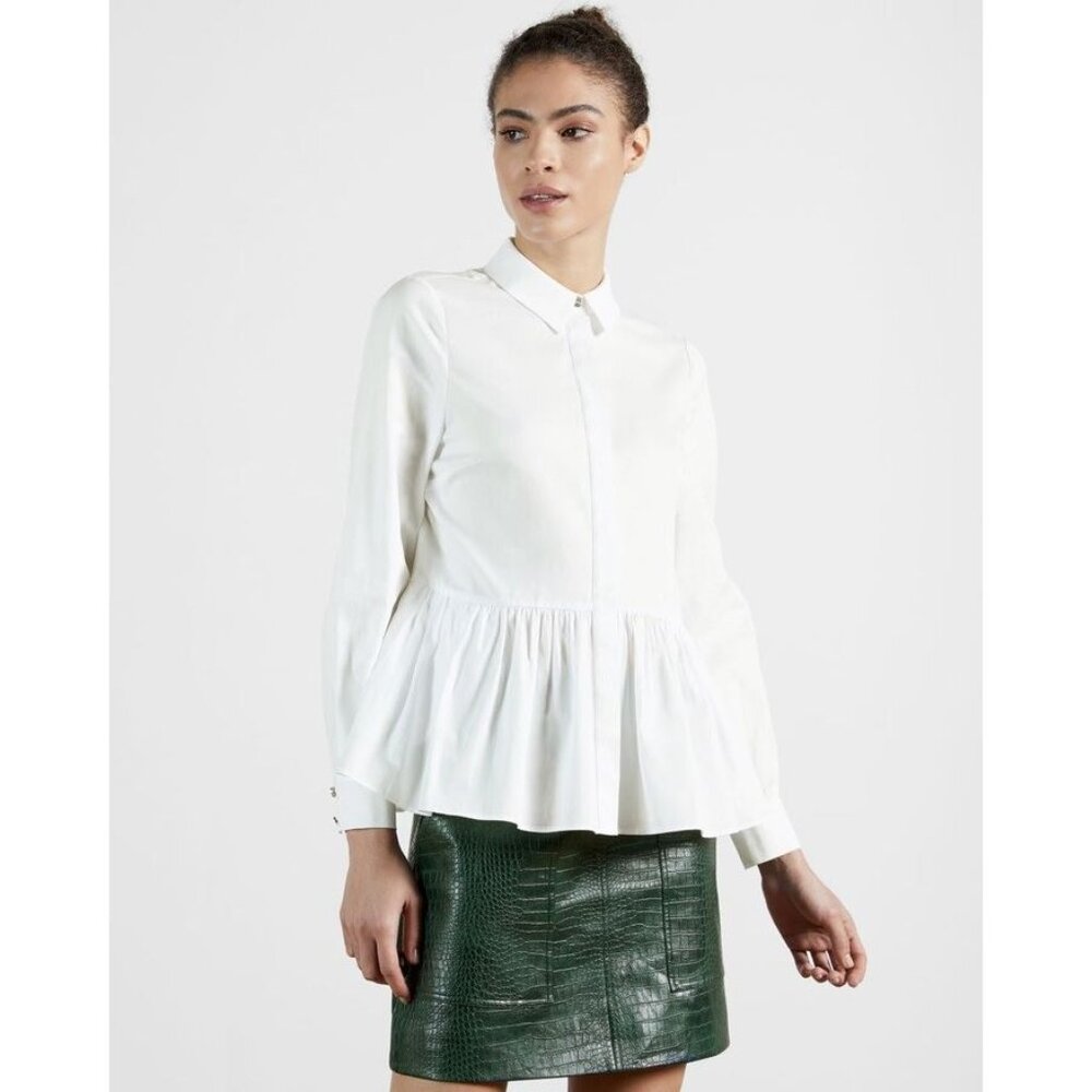 Ted Baker NWT Cannan Oversized Buttondown Peplum Shirt size 4